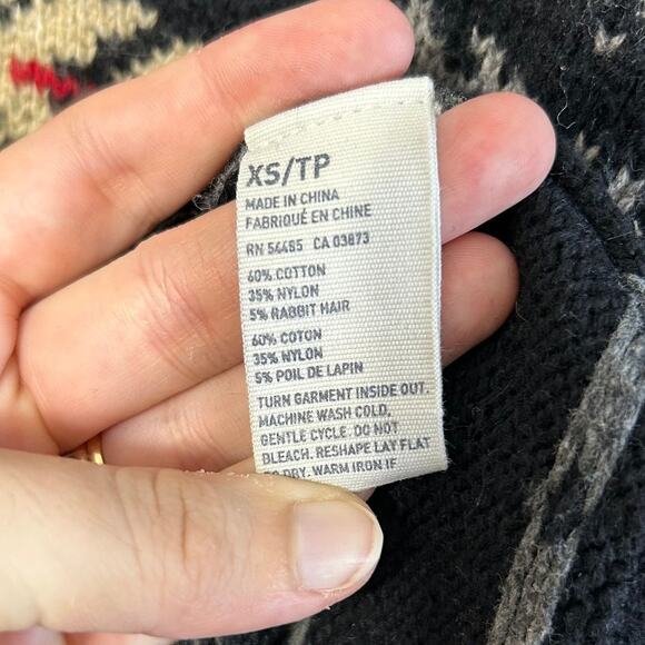 American Eagle Fair Isle Nordic Sweater Men's Sz XS Navy Rabbit Hair Retro Cabin - Picture 5 of 6